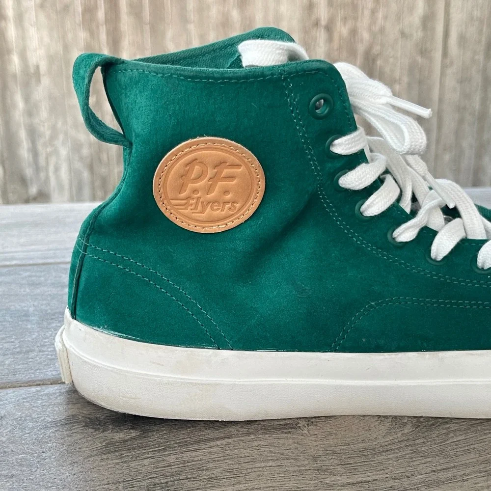 PF Flyers Center Hi Sneakers Men 8.5 Green Suede Leather High Top AA22S1AV Shoes - Picture 13 of 13